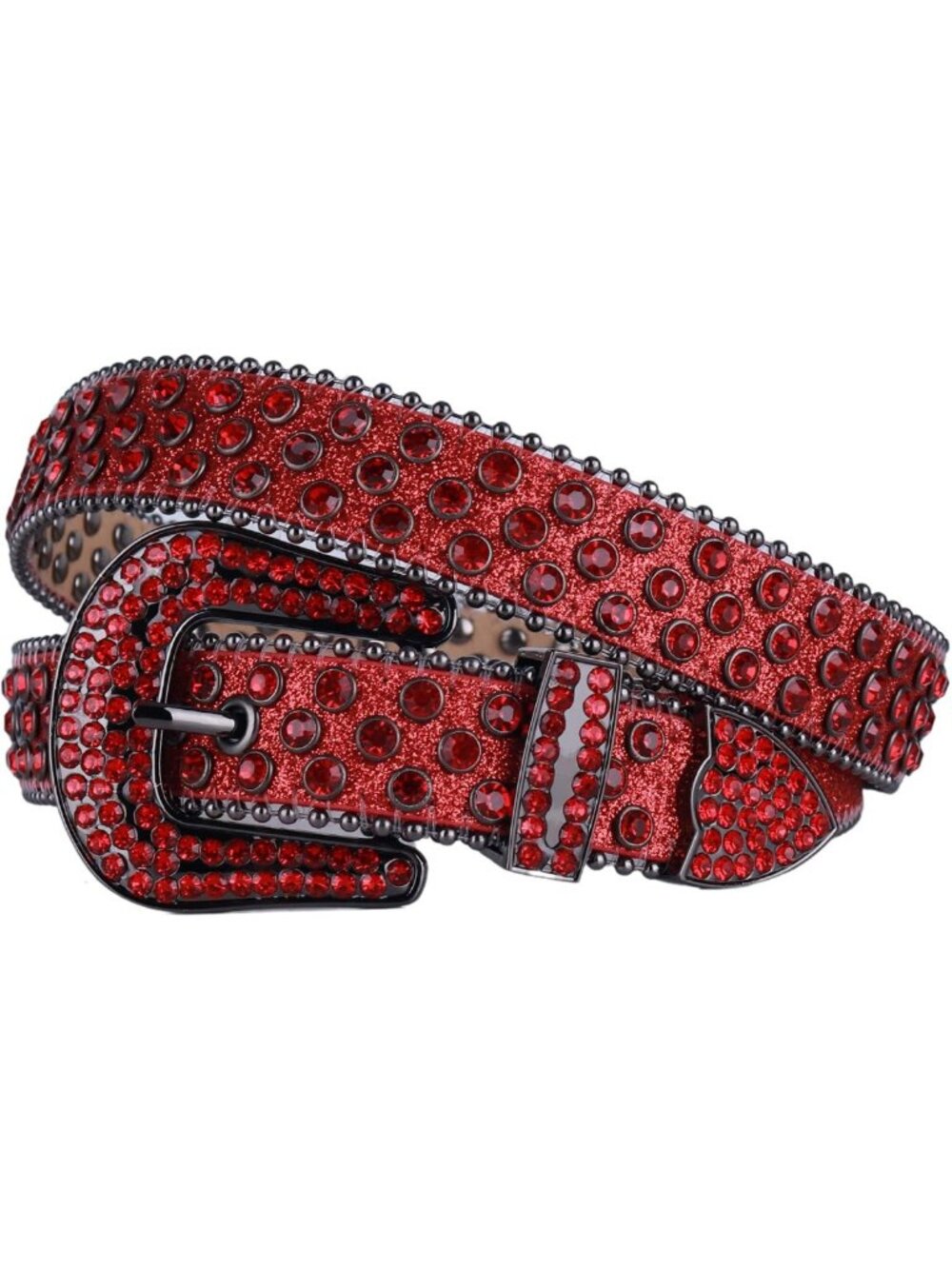 Rhinestone Western Bling Belt for Men & Women - Sparkle Studded Leather Strap